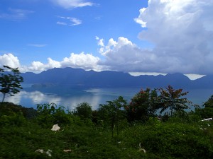 A snap I took of the crater lake (Danau Maninjau), while speeding down the "44 bends" to the lake shore