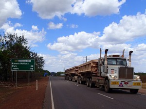These enormous trucks, called Road Trains, are terrifyingly common on the roads in Northern Australia. Up to four trailers long, they are loud and fast and darn scary when they pass you on your itty-bitty little bike on a road that seems waaaaayyy too narrow at that point in time.