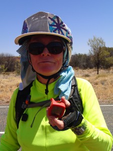 Mum smashes the 100km mark but is too tired to crack a smile. Awesome.